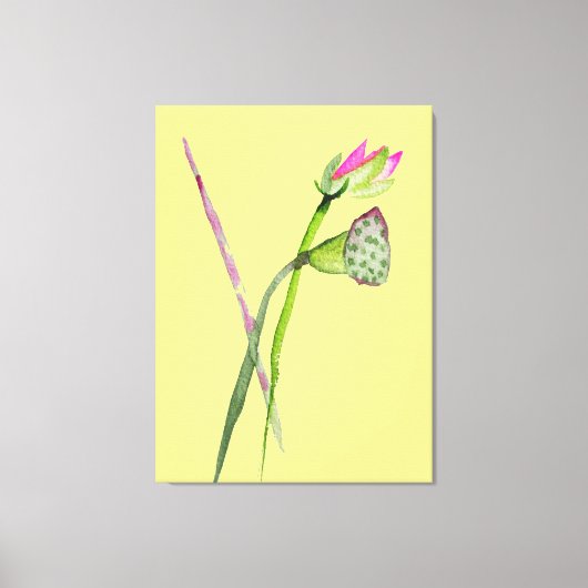 Roze Lotus waterverf Zen schilderkunst Canvas Afdruk (Voorkant)