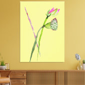 Roze Lotus waterverf Zen schilderkunst Canvas Afdruk (Insitu (Woonkamer))