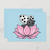Roze Lotus White Ladybug Briefkaart (Voorkant / Achterkant)