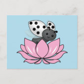 Roze Lotus White Ladybug Briefkaart (Voorkant)