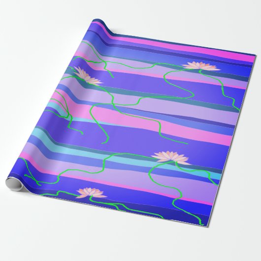 Roze Lotus Wrapping Paper Cadeaupapier (Uitgerold)