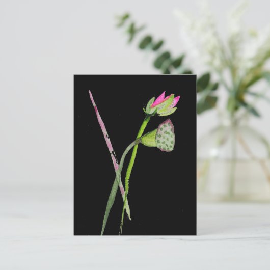 Roze Lotus Zen flower Buddhist Art Briefkaart (Staand voorkant)