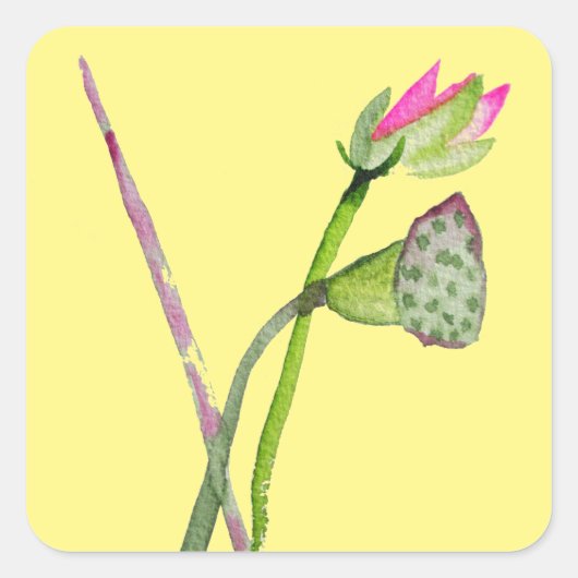 Roze Lotus Zen flower Buddhist Art Vierkante Sticker (Voorkant)