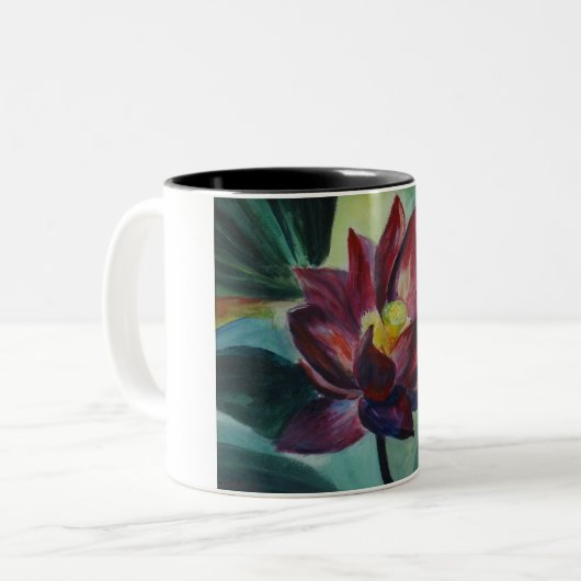 Roze Lotus Zwart 325 ml Tweetonige Mok (Voorkant links)