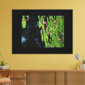 roze lotus zwart water canvas afdruk (Insitu (Woonkamer))