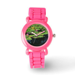 roze lotus zwart water horloge