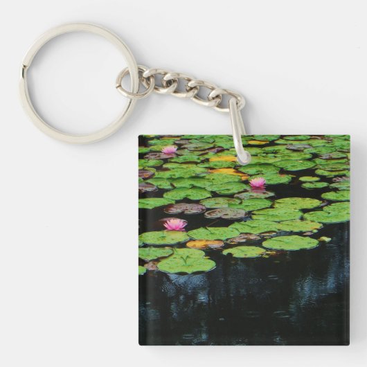roze lotus zwart water sleutelhanger (Voorkant)