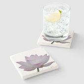 Roze lotusbloem bruiloft stenen onderzetter (Zijkant)