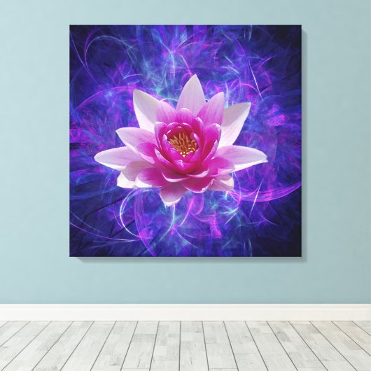 Roze lotusbloem canvas afdruk (Insitu (Houten vloer))