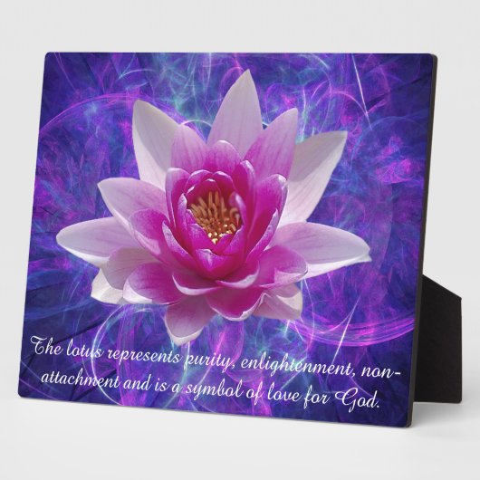 Roze lotusbloem en betekenis fotoplaat (Zijkant)