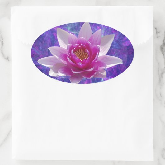 Roze lotusbloem en betekenis ovale sticker (Tas)