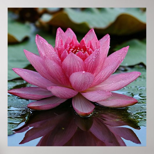 Roze Lotusbloem Met Levendige Bloembladen Poster (Voorkant)