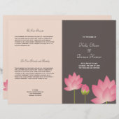 Roze lotusbloem modern grijs trouwprogramma (Voorkant / Achterkant)