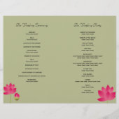 Roze lotusbloem modern groen trouwprogramma (Achterkant)