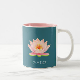 Roze Lotusbloem op Teal Tweekleurige Koffiemok