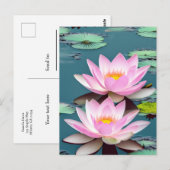 Roze lotusbloem op water briefkaart (Voorkant / Achterkant)