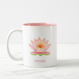 Roze Lotusbloem op Wit Tweekleurige Koffiemok