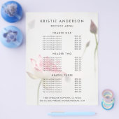 ©Roze Lotusbloem Service & Prijslijst Flyer (Enkel)