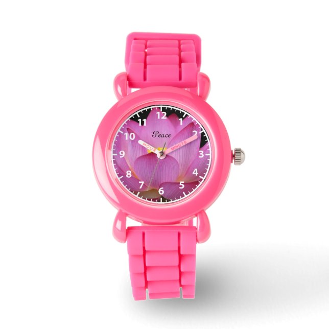 Roze lotusbloem Vredesontwerp Horloge (Voorkant)