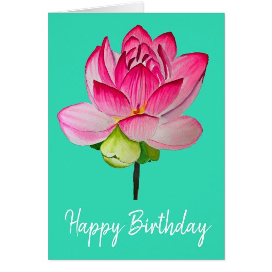 Roze lotusbloem waterverf fijne kunst (Voorkant)