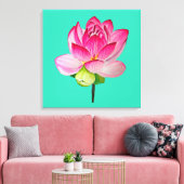 Roze lotusbloem waterverf fijne kunst canvas afdruk (Insitu (Woonkamer))