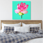 Roze lotusbloem waterverf fijne kunst canvas afdruk (Insitu (Slaapkamer))