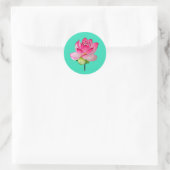 Roze lotusbloem waterverf fijne kunst ronde sticker (Tas)