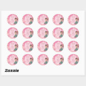 Roze lotusbloemen met schattig Indiaas bruidskoppe Ronde Sticker (Vel)