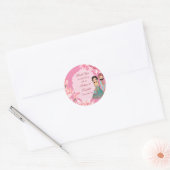 Roze lotusbloemen met schattig Indiaas bruidskoppe Ronde Sticker (Envelop)