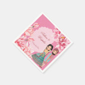 Roze lotusbloemen met schattig Indiaas bruidskoppe Servet (Hoek)