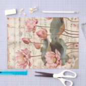 Roze lotusbloemen muziekblad ephemera tissuepapier (Craft)