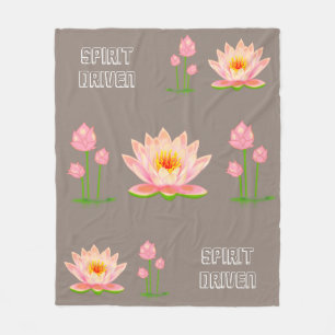 Roze Lotusbloemen op Licht Beige Fleece Deken