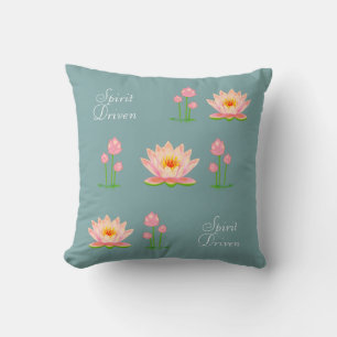 Roze Lotusbloemen op Licht Teal Kussen