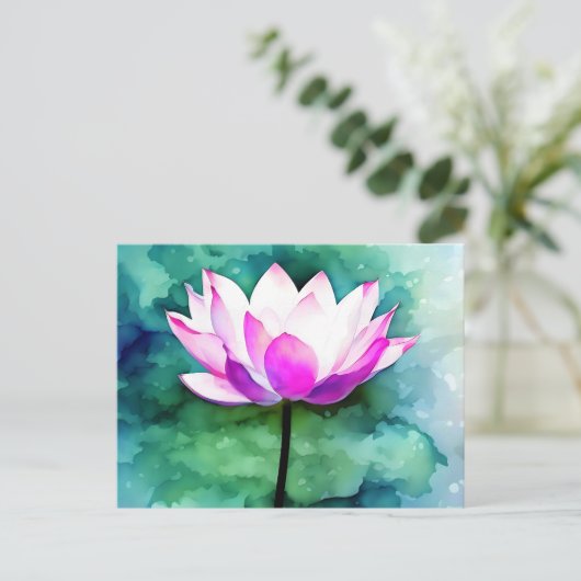 Roze lotusbloemkunst briefkaart (Staand voorkant)