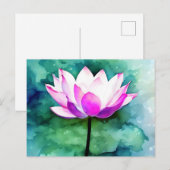 Roze lotusbloemkunst briefkaart (Voorkant / Achterkant)