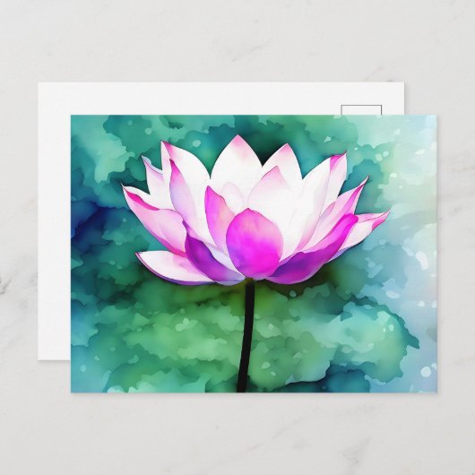 Roze lotusbloemkunst briefkaart (Voorkant / Achterkant)