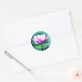Roze lotusbloemkunst ronde sticker (Envelop)