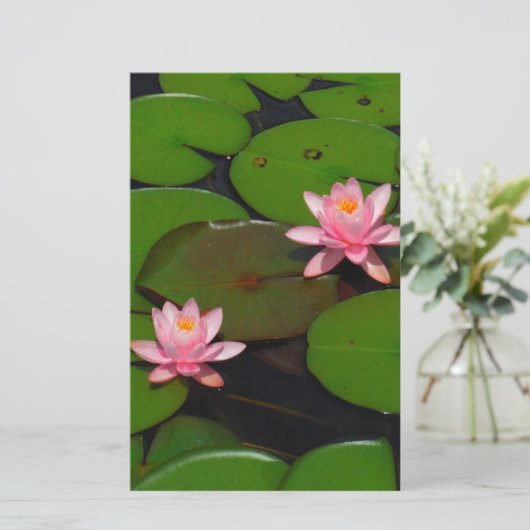 Roze lotusbloemtuin, briefpapier (Staand voorkant)