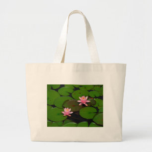 Roze lotusbloemtuin, grote tote bag