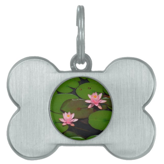 Roze lotusbloemtuin, huisdieren naamplaatje (voorkant)