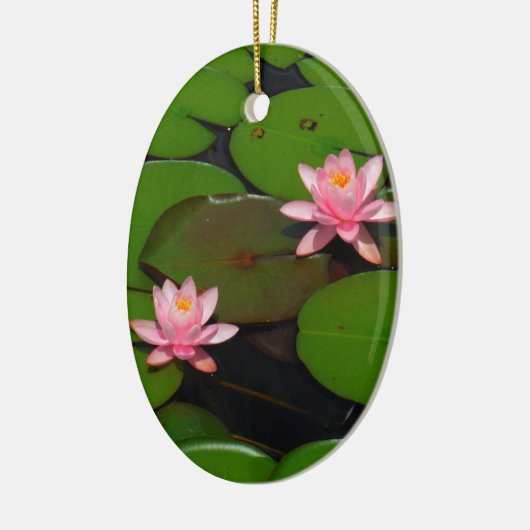 Roze lotusbloemtuin, keramisch ornament (Links)