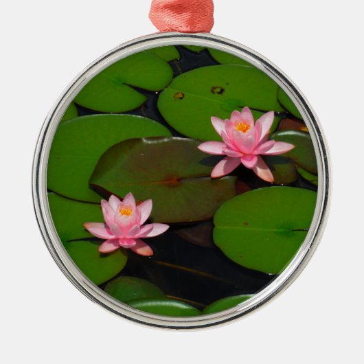 Roze lotusbloemtuin, metalen ornament (Voorkant)