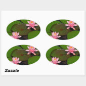 Roze lotusbloemtuin, ovale sticker (Vel)