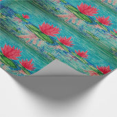 Roze Lotussen Tekening Glossy Wrapping Cadeaupapier (Hoek)