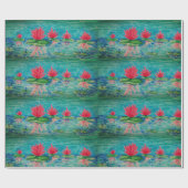 Roze Lotussen Tekening Glossy Wrapping Cadeaupapier (Vlak)