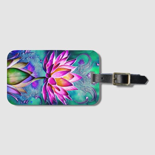 Roze lotusventilatorportret bagagelabel (Voorkant (horizontaal))