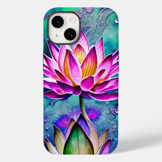 Roze lotusventilatorportret Case-Mate iPhone case (Achterkant)