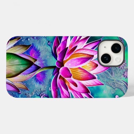 Roze lotusventilatorportret Case-Mate iPhone case (Achterkant (horizontaal))