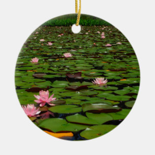 Roze lotusvijver voor de limoenbloem keramisch ornament