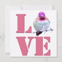 Roze LOVE Anna's Hummingbird Foto Flat Kaart